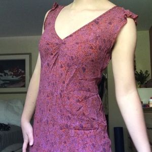 Pink floral print midi dress